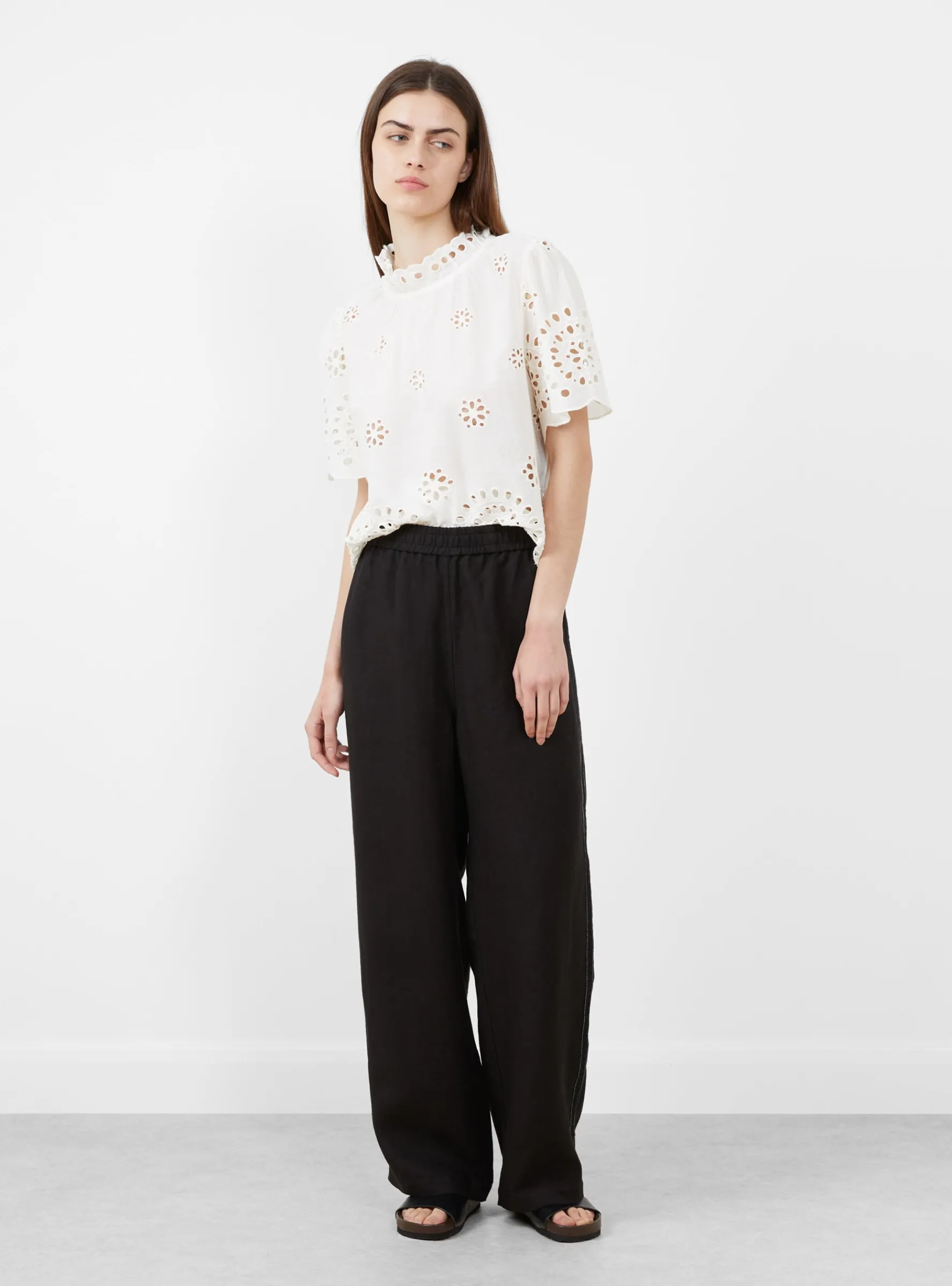 Linen Pants with Lace Black<Cordera Online