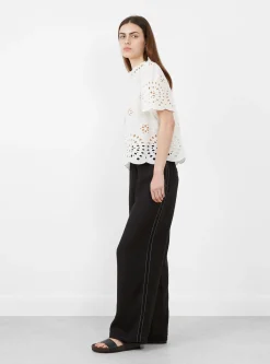 Linen Pants with Lace Black<Cordera Online