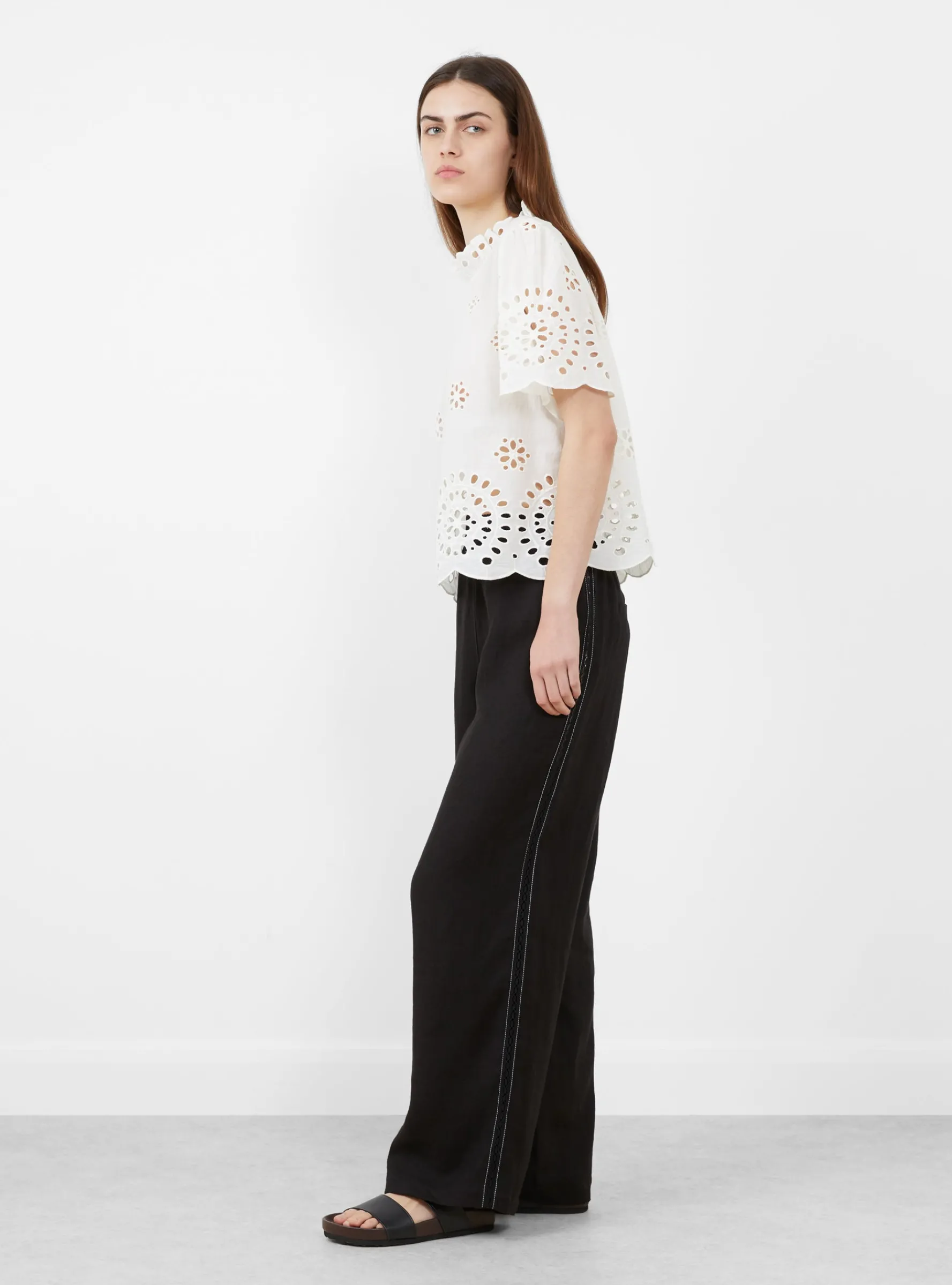 Linen Pants with Lace Black<Cordera Online