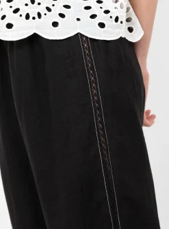 Linen Pants with Lace Black<Cordera Online