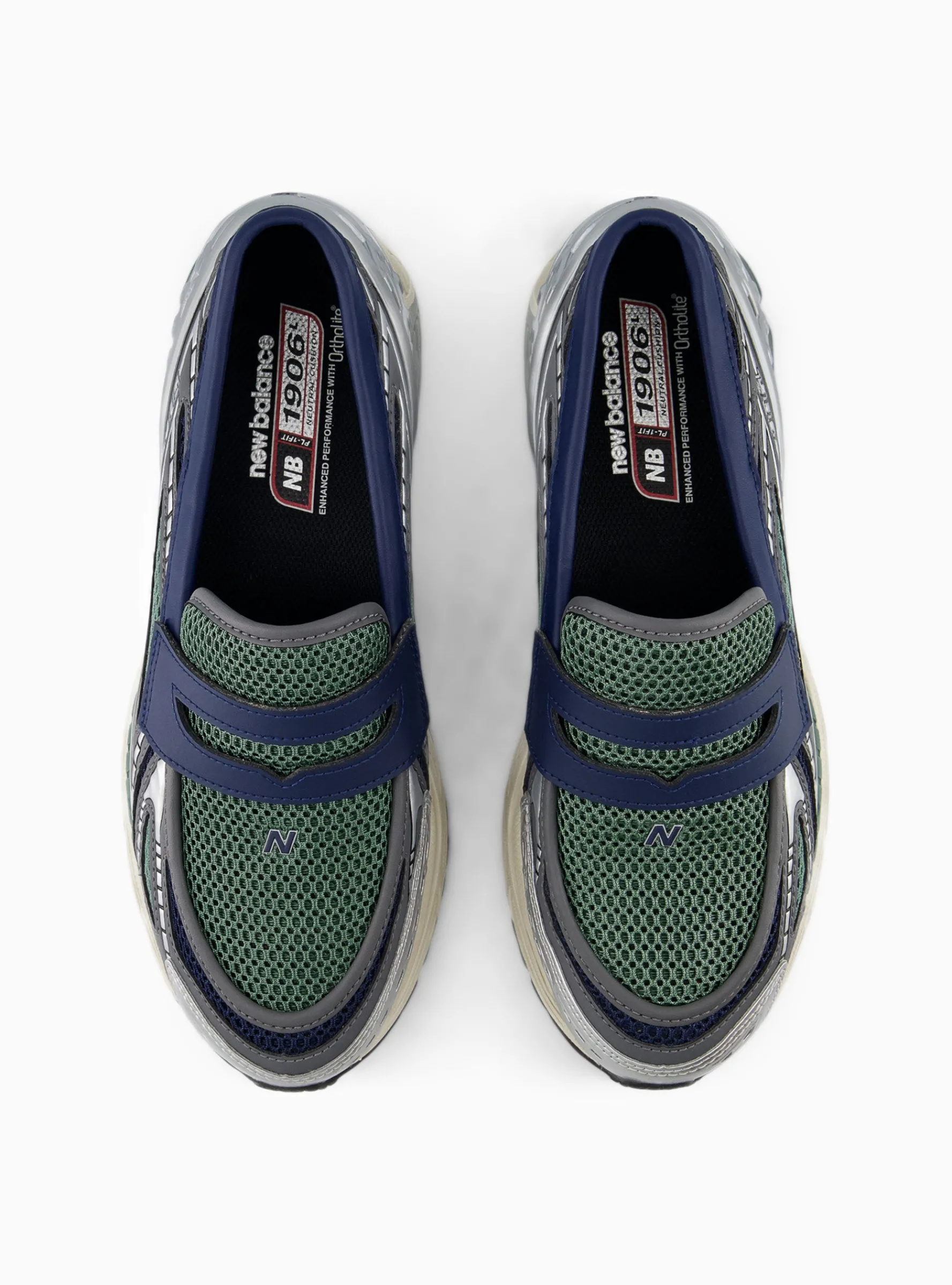 1906LOA Navy and Dark Juniper Silver Metallic Loafers<New Balance Discount