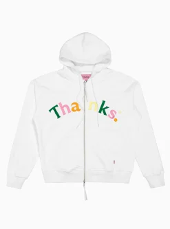Logo Embroidered Hoodie White & Multi<Thanks. Clearance