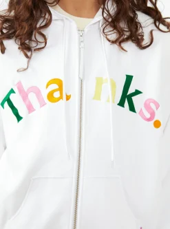 Logo Embroidered Hoodie White & Multi<Thanks. Clearance