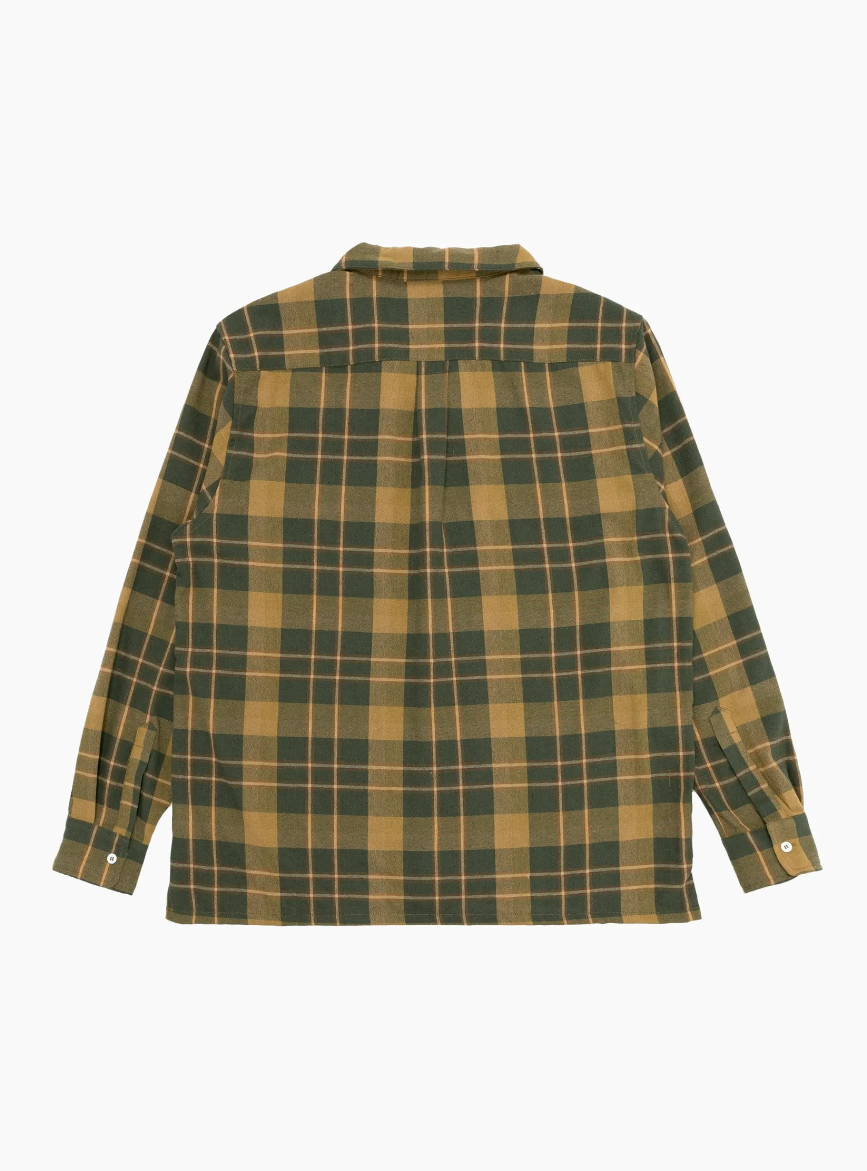 Long Sleeve Camp Collar Olive Plaid<Brother Brother Sale