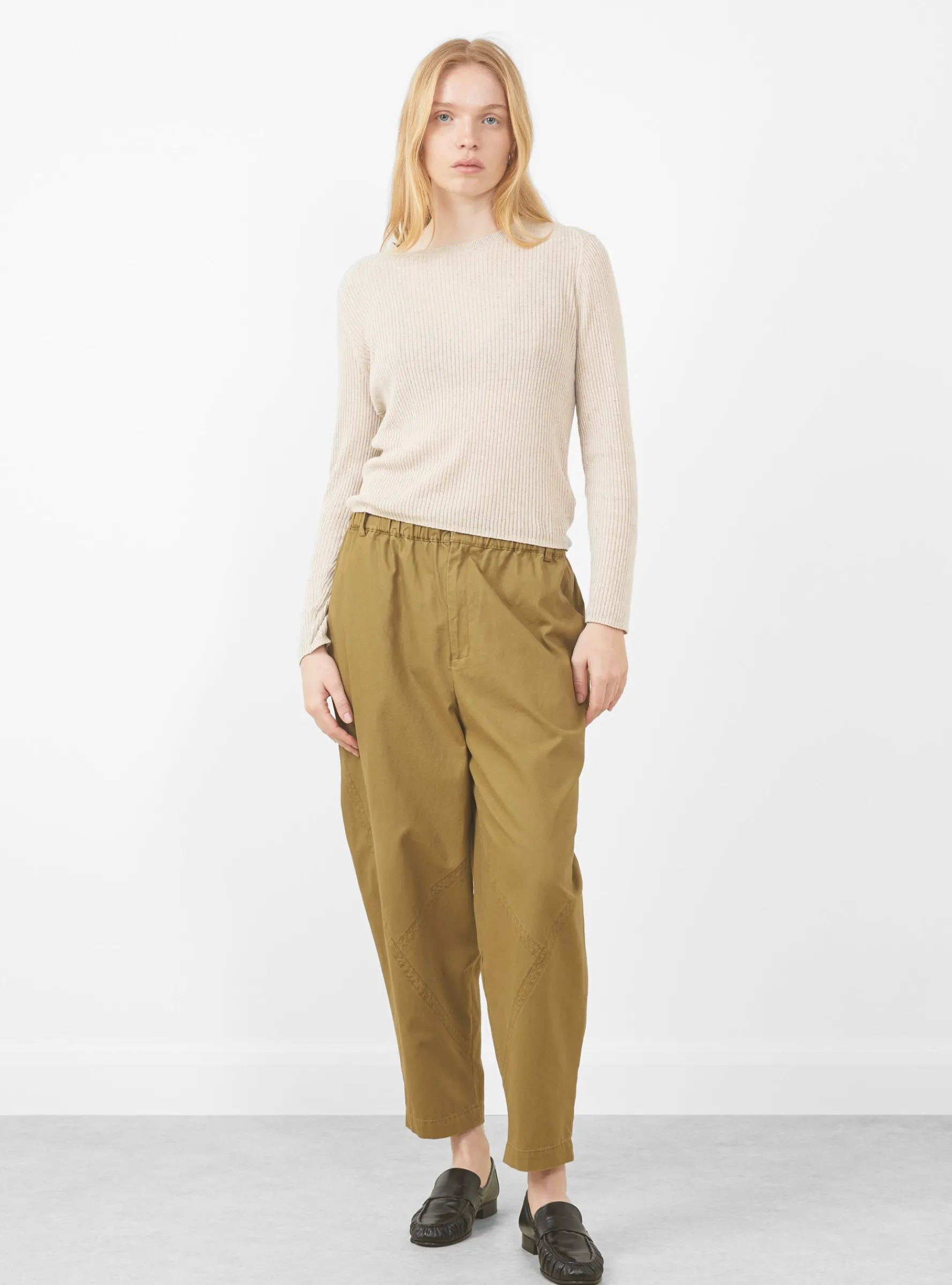 Long Sleeve Ribbed Fine Knit, Sand Beige<7115 by Szeki Discount