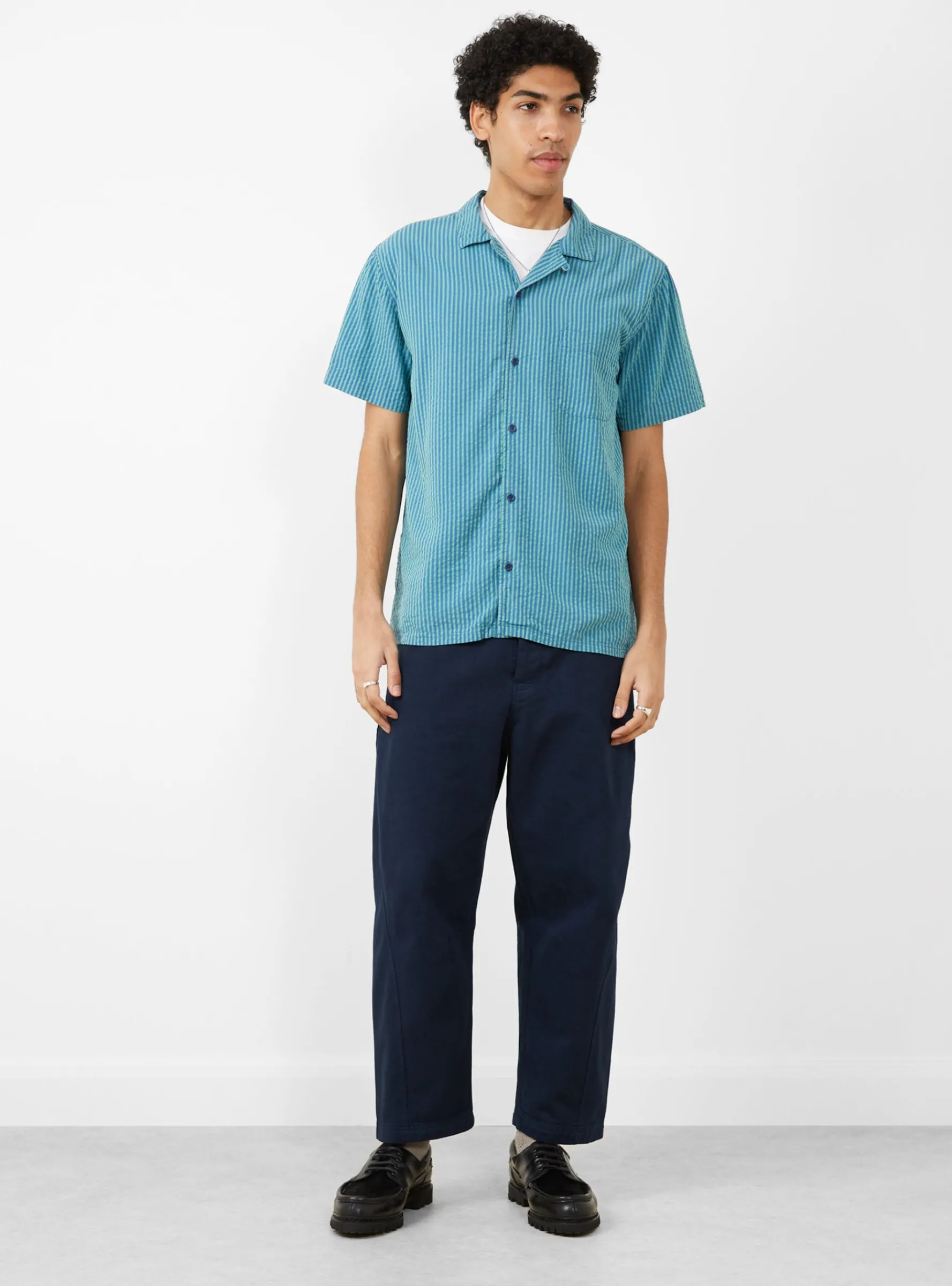 Malick Shirt Lyocell Blue/Green<YMC Best