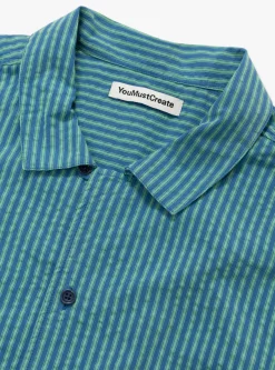 Malick Shirt Lyocell Blue/Green<YMC Best