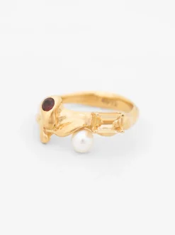 Menage Gold-Plated Ring Citrine & Garnet<Faris Fashion