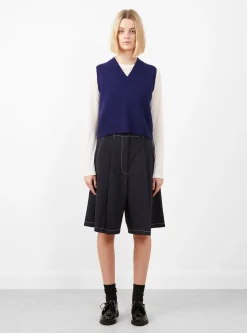 Merino Pointelle Waistcoat Prussian Blue<Cordera Discount
