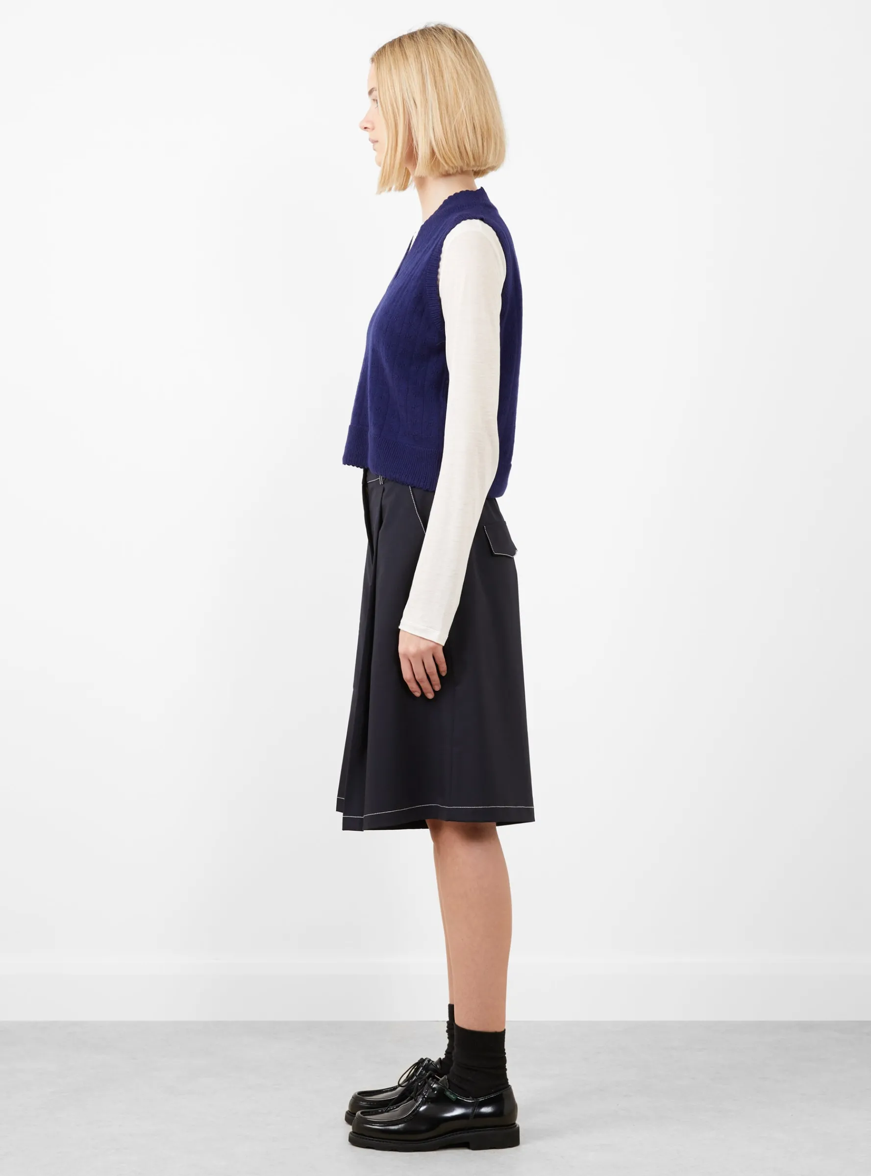 Merino Pointelle Waistcoat Prussian Blue<Cordera Discount