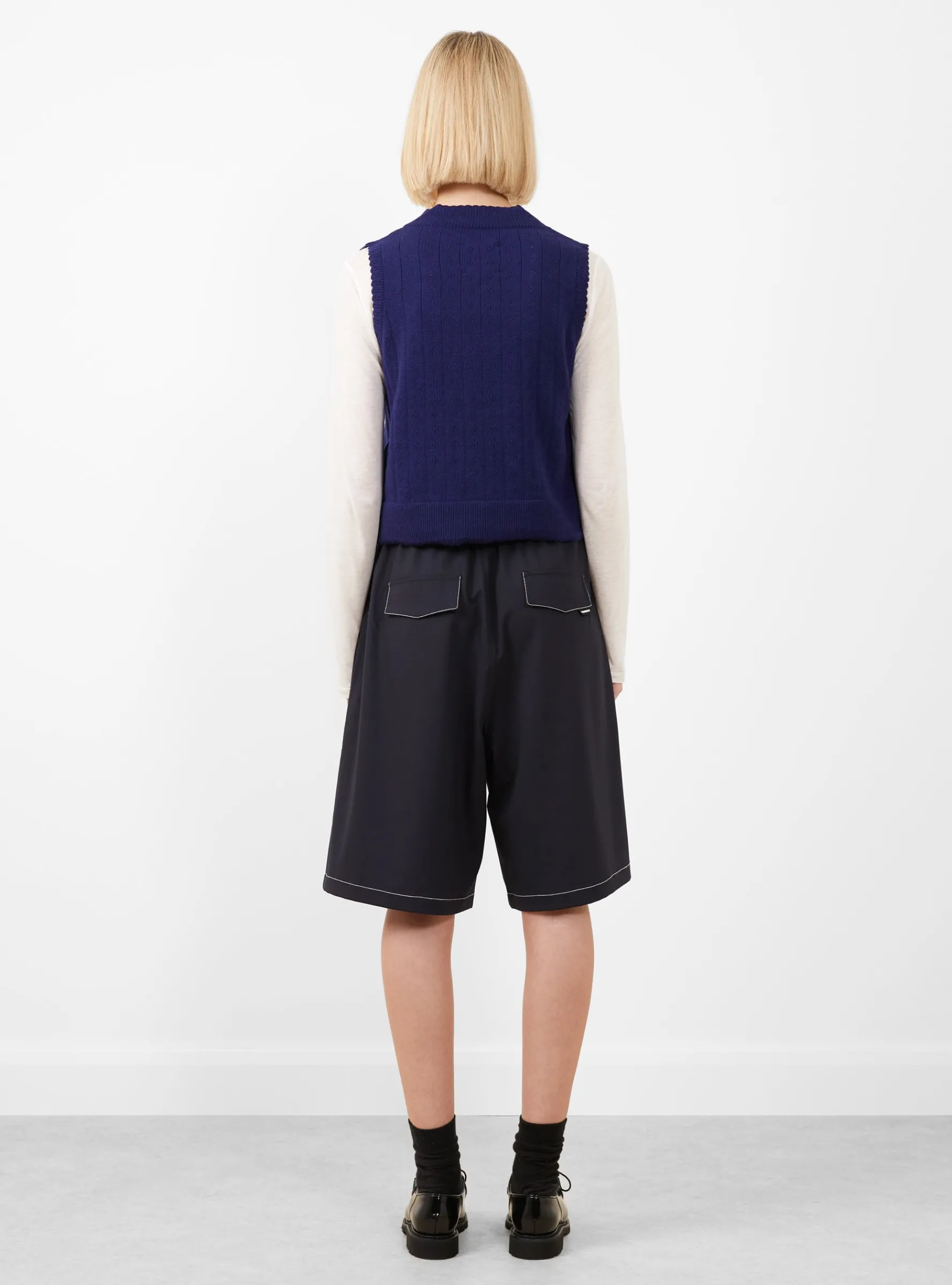 Merino Pointelle Waistcoat Prussian Blue<Cordera Discount