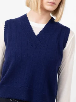 Merino Pointelle Waistcoat Prussian Blue<Cordera Discount