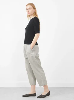 Mid-Sleeve Ribbed Fine Knit, Black<7115 by Szeki Best