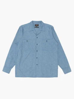 MIL Open Collar Chambray Shirt Sax<Beams Plus Online