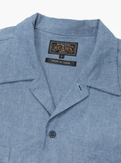 MIL Open Collar Chambray Shirt Sax<Beams Plus Online