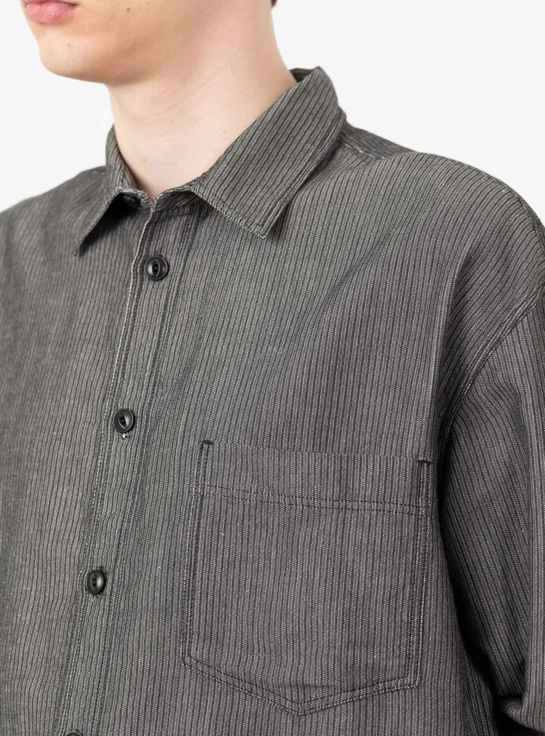 Mitchum Cotton Linen LS Shirt Charcoal<YMC Clearance