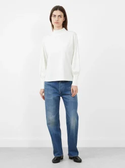 Mock Neck Gather Long Sleeve T-Shirt Off White<BEAMS BOY Clearance