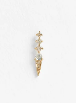 Moonstone and Three Diamond Single Earring<Celine Daoust Clearance