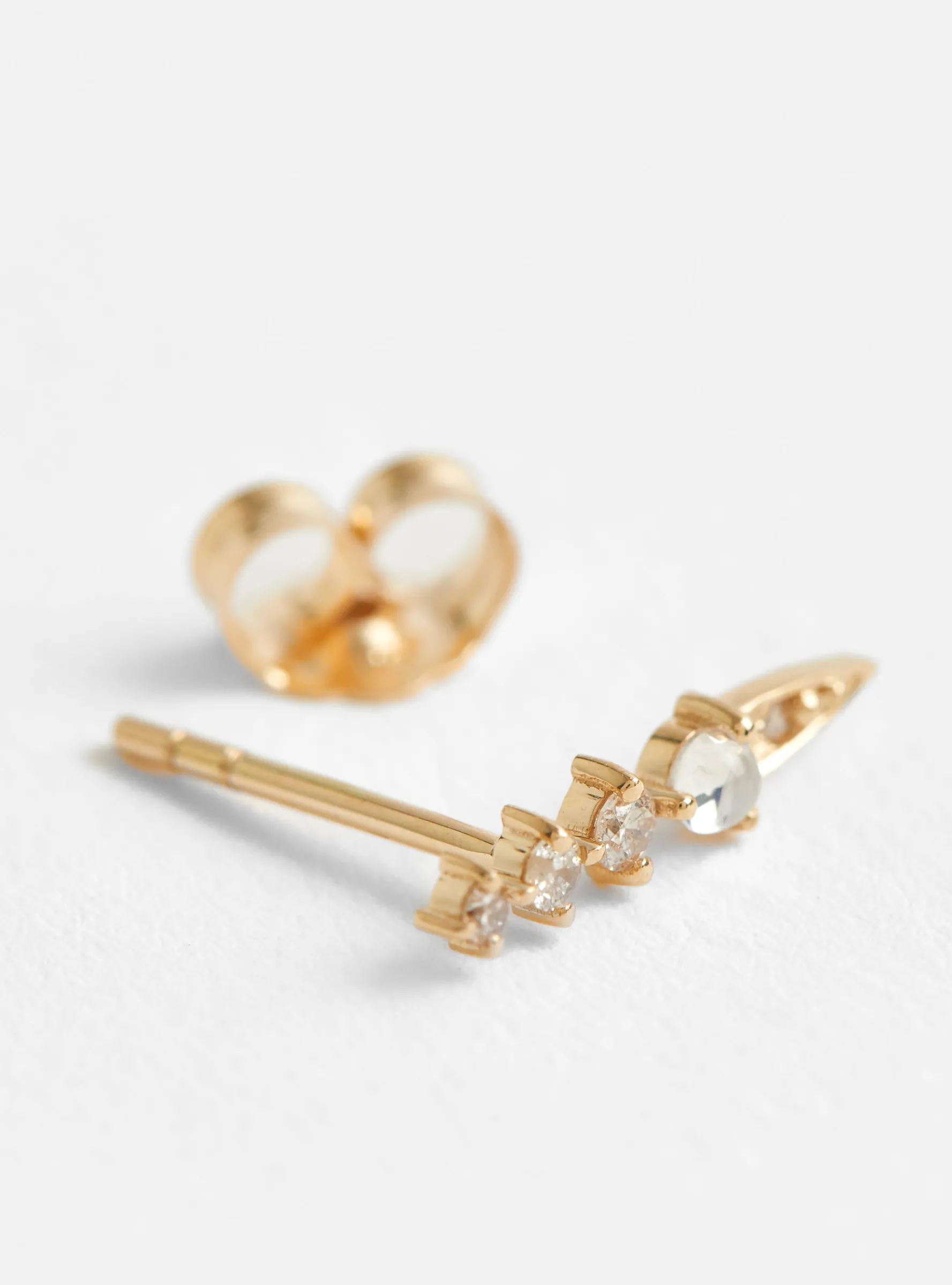 Moonstone and Three Diamond Single Earring<Celine Daoust Clearance
