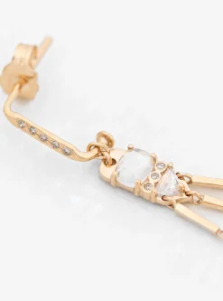 Moonstone & Diamond Long Dangling Earrings<Celine Daoust New