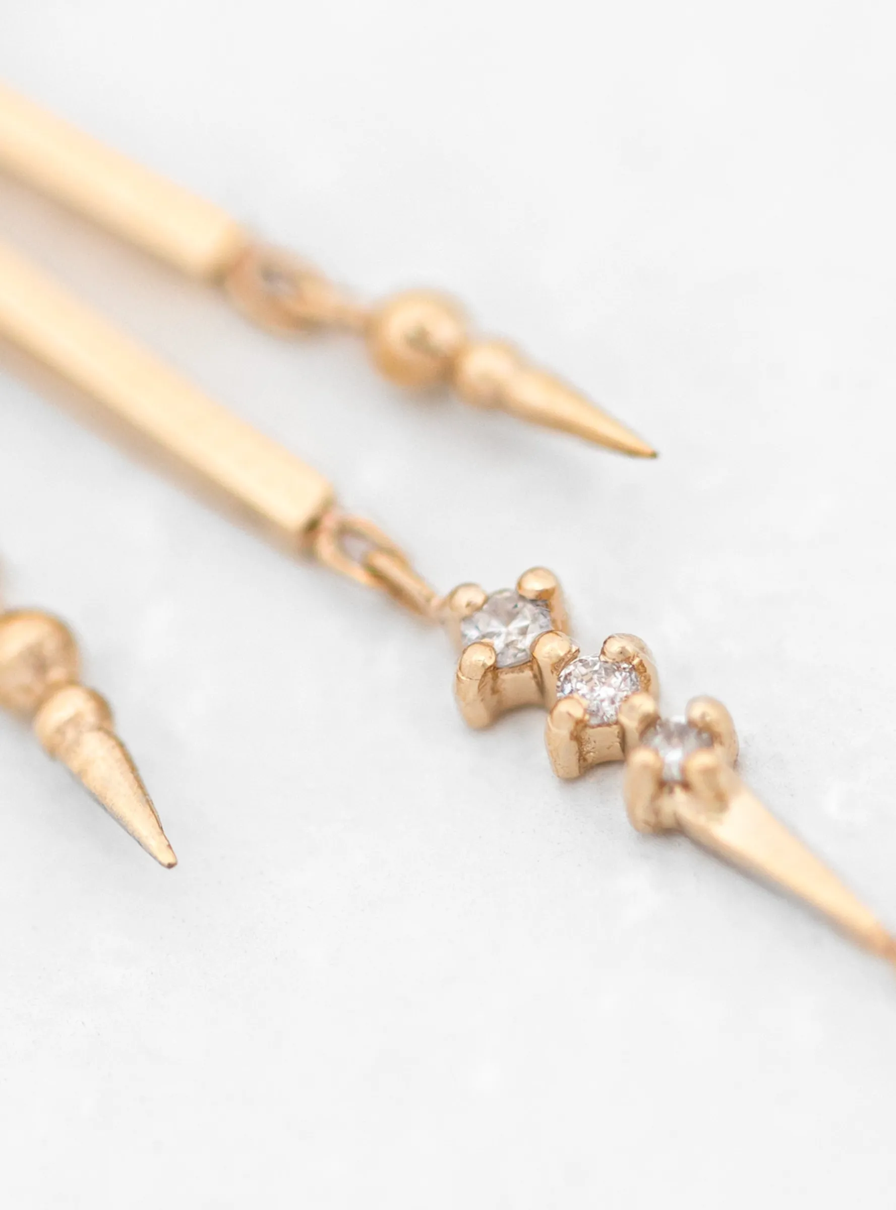Moonstone & Diamond Long Dangling Earrings<Celine Daoust New