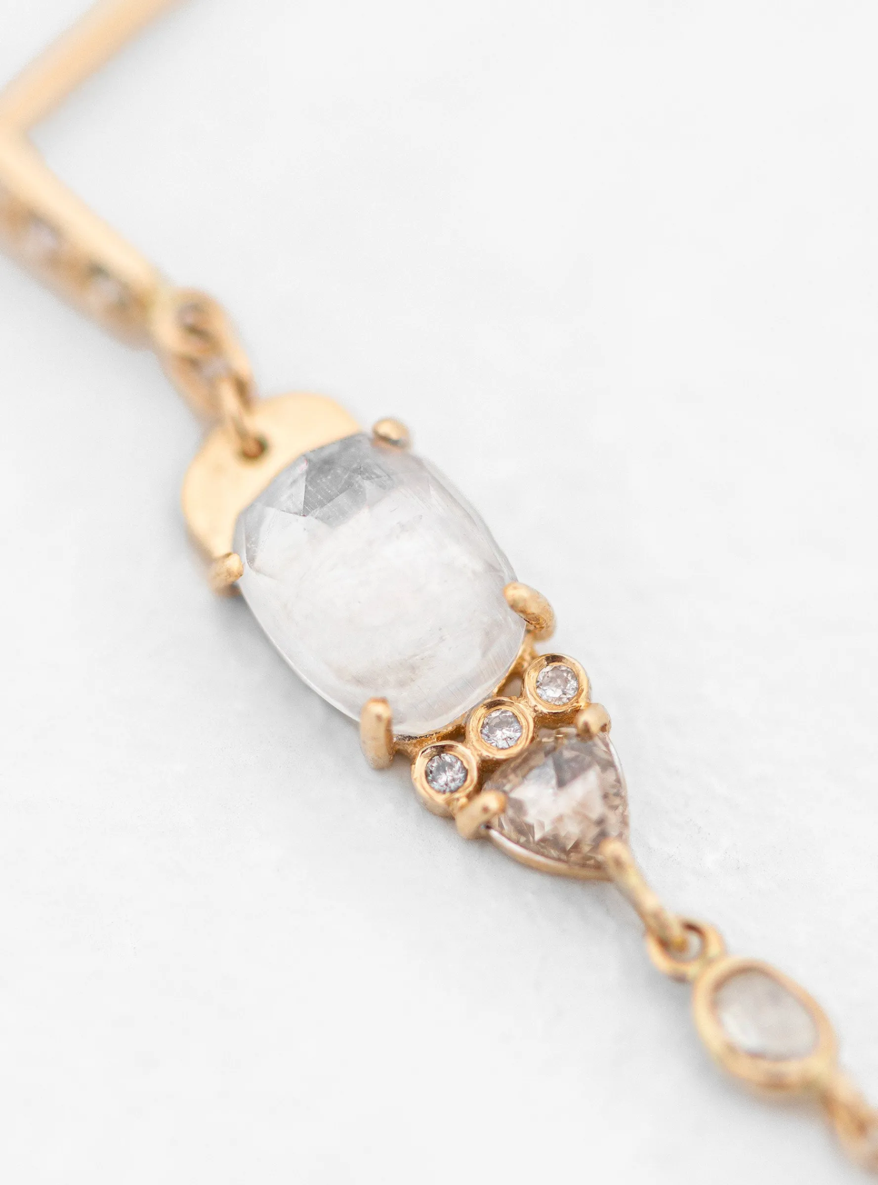 Moonstone & Diamonds Long Earrings Gold<Celine Daoust Clearance