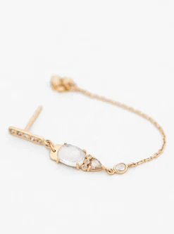 Moonstone & Diamonds Long Earrings Gold<Celine Daoust Clearance