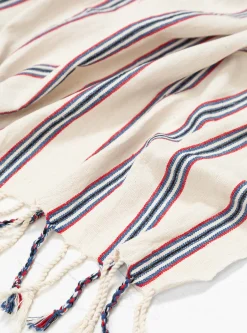 Mute Cotton & Linen Towel Red, Navy & Natural<Mizar & Alcor Best