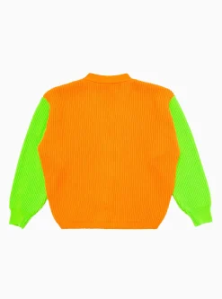 Neon Beacon Merino Wool Cardigan Orange<The English Difference Online