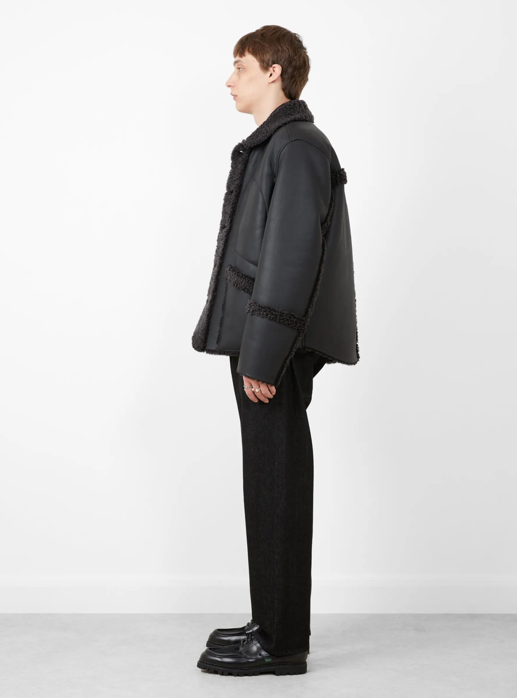 Neu Shearling Leather Jacket Black<YMC Sale