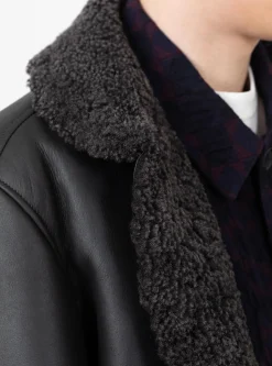 Neu Shearling Leather Jacket Black<YMC Sale