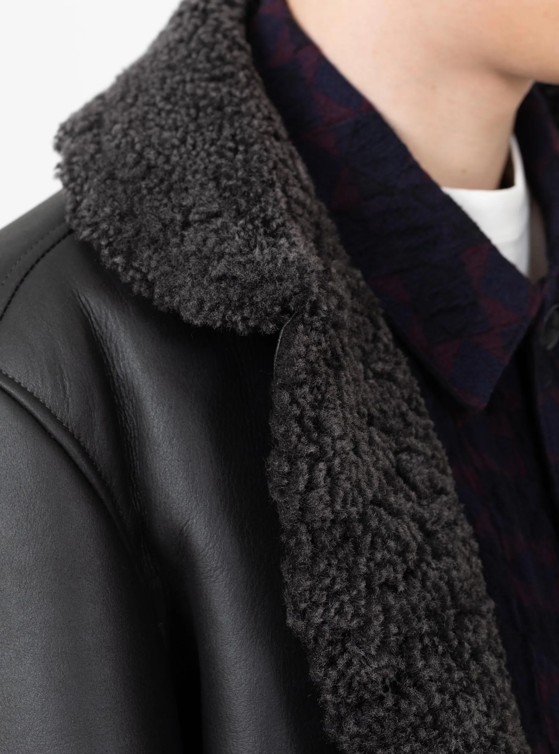 Neu Shearling Leather Jacket Black<YMC Sale