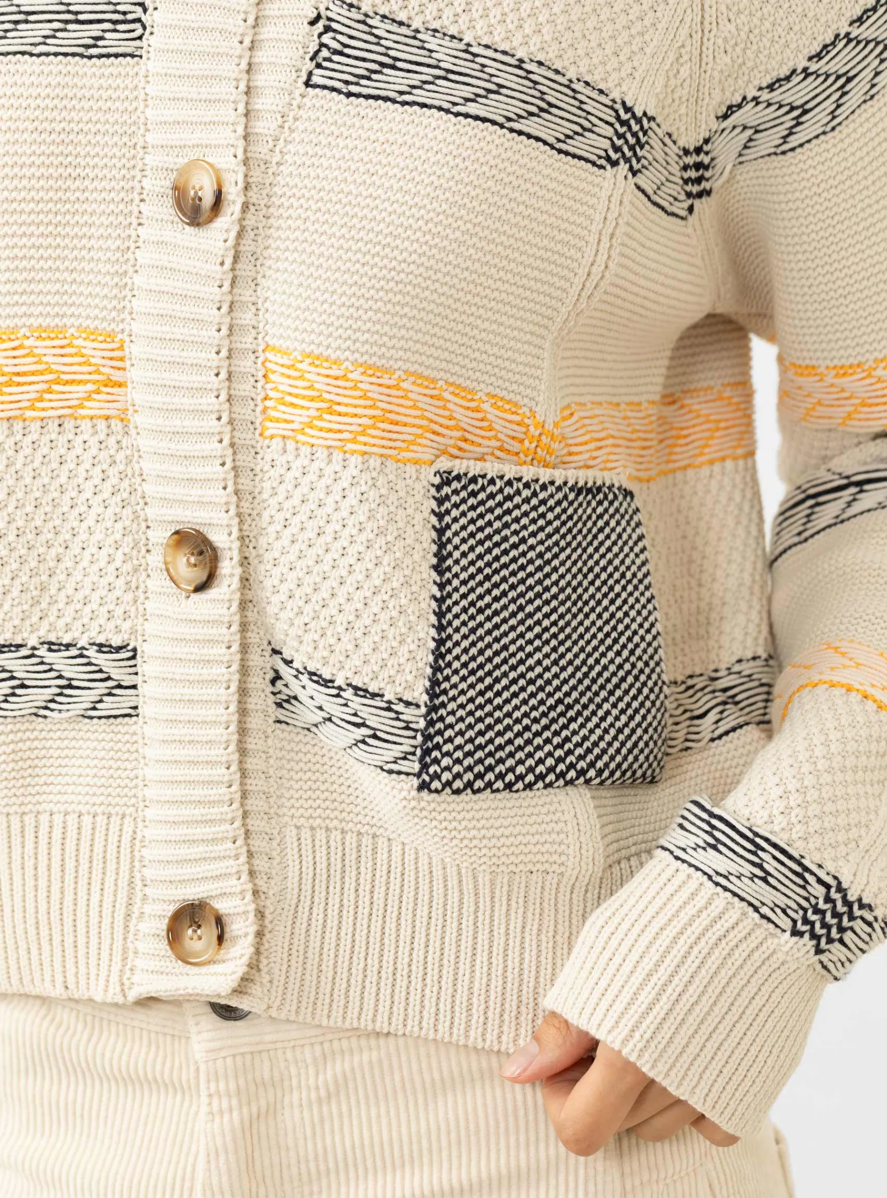 New Stitch Cardigan, Beige Mixed Black<Henrik Vibskov New