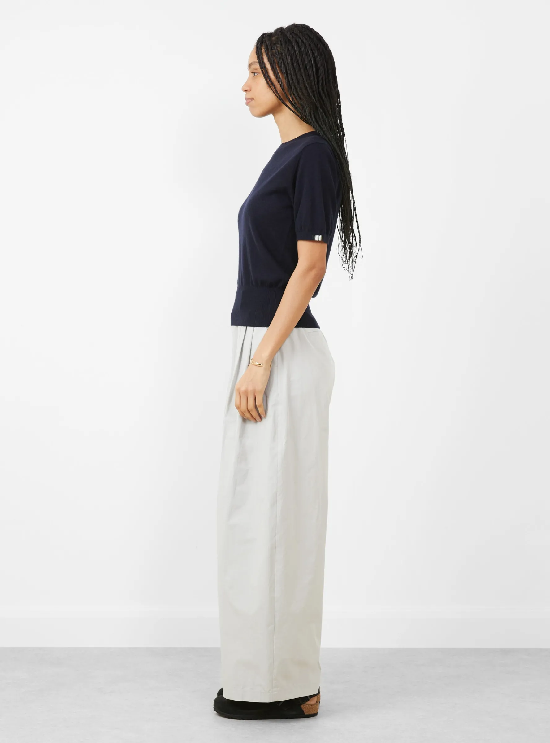 N°416 Noor Short Sleeve Knit Navy<Extreme Cashmere Fashion