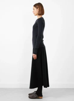 No.392 Eel Mini Rib Long Sleeve T-Shirt Navy<Extreme Cashmere Best