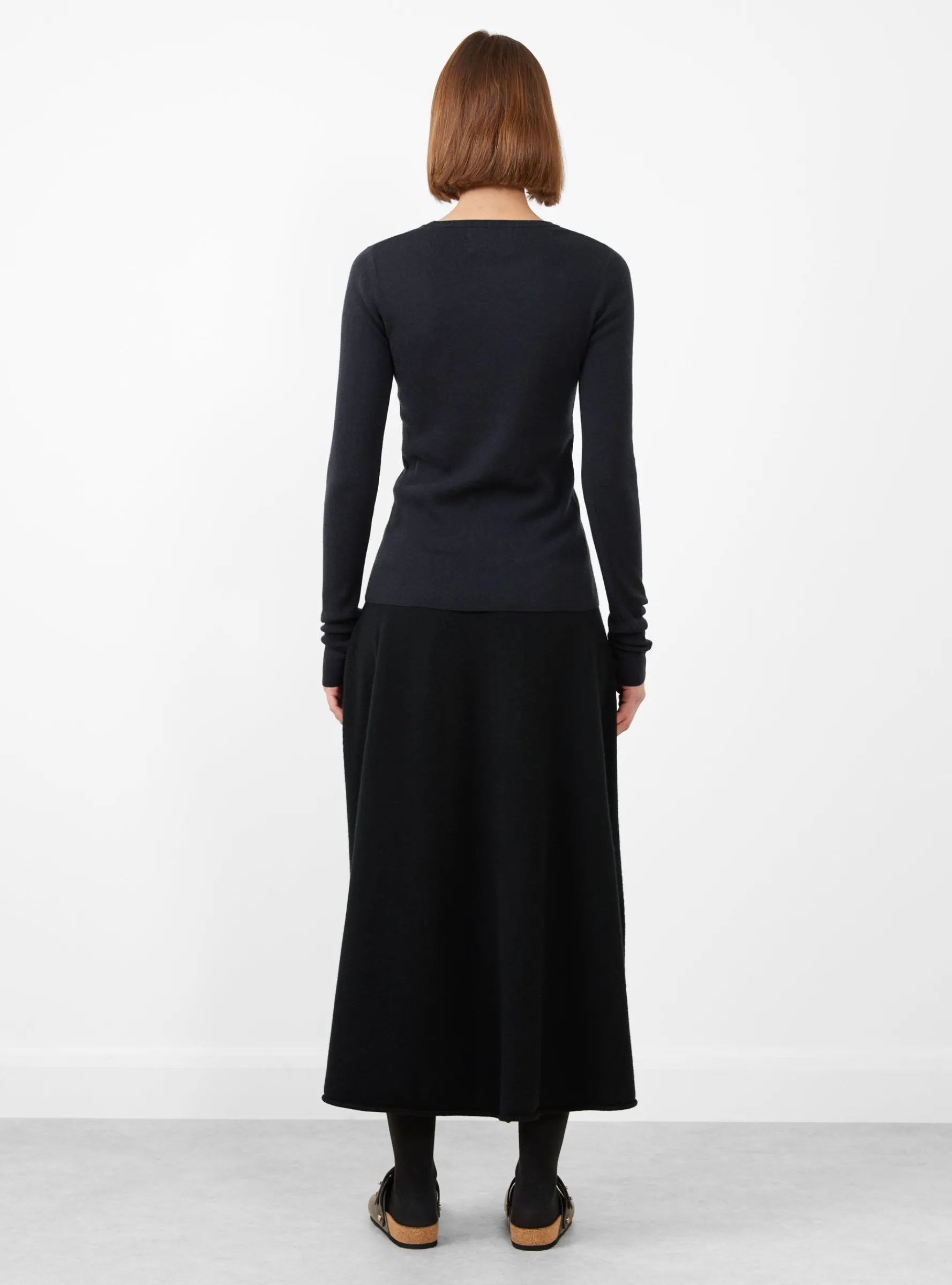 No.392 Eel Mini Rib Long Sleeve T-Shirt Navy<Extreme Cashmere Best