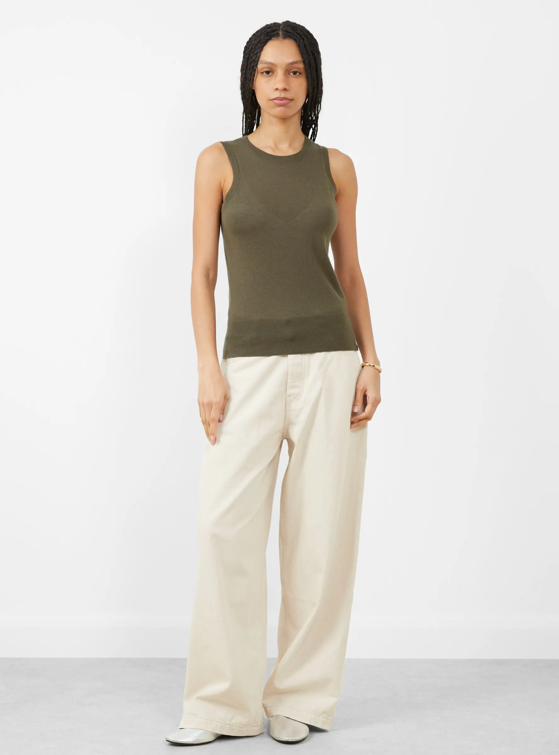 N°412 Wiever Knit Vest Army<Extreme Cashmere Hot