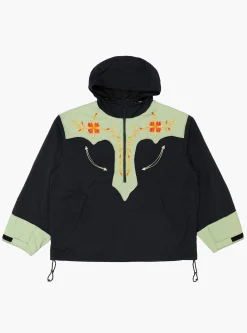 Nylon Taffeta 2TONES Tennessee Cactus Flower Parka Black and Mint<Kapital Fashion