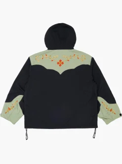 Nylon Taffeta 2TONES Tennessee Cactus Flower Parka Black and Mint<Kapital Fashion