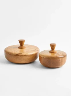 Oak S Bowl Container - Triangle Knob<Small Goods Design Outlet