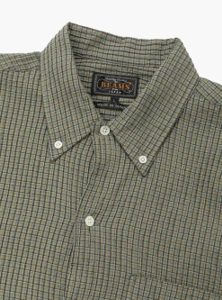 Open B.D. Plaid Shirt Olive<Beams Plus New