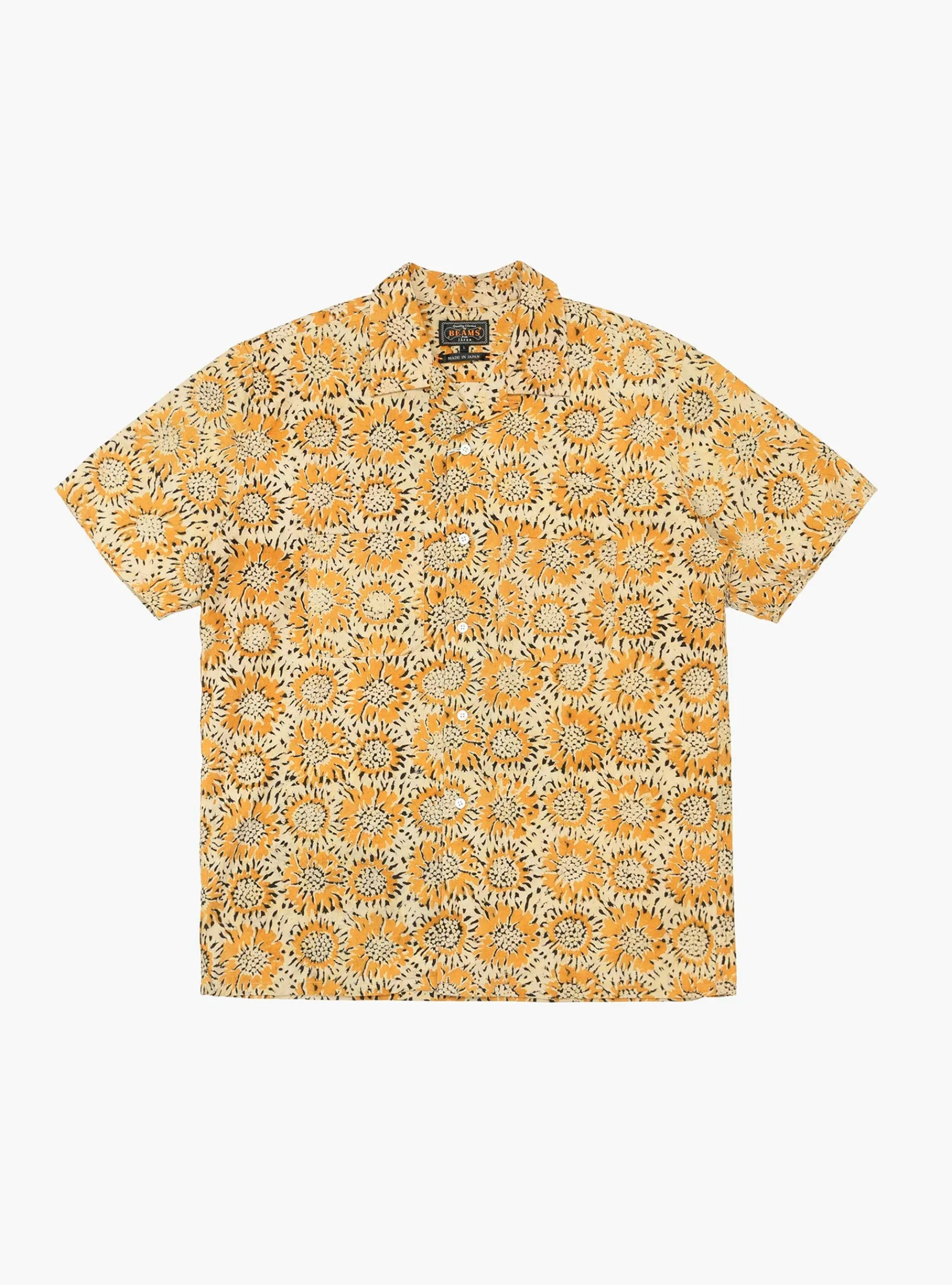 Open Collar Block Print Shirt Sun Flower<Beams Plus Clearance