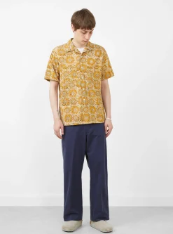 Open Collar Block Print Shirt Sun Flower<Beams Plus Clearance