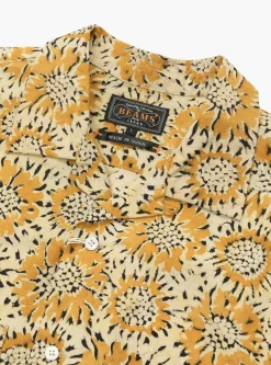 Open Collar Block Print Shirt Sun Flower<Beams Plus Clearance