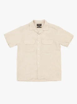 Open Collar 1/40 Linen Shirt Beige<Beams Plus Fashion