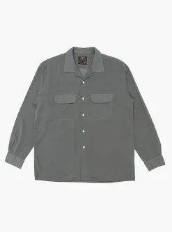 Open Collar Shirt 100/2 Organdy Garment Dye Charcoal<Beams Plus Sale