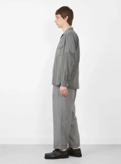 Open Collar Shirt 100/2 Organdy Garment Dye Charcoal<Beams Plus Sale