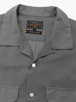 Open Collar Shirt 100/2 Organdy Garment Dye Charcoal<Beams Plus Sale