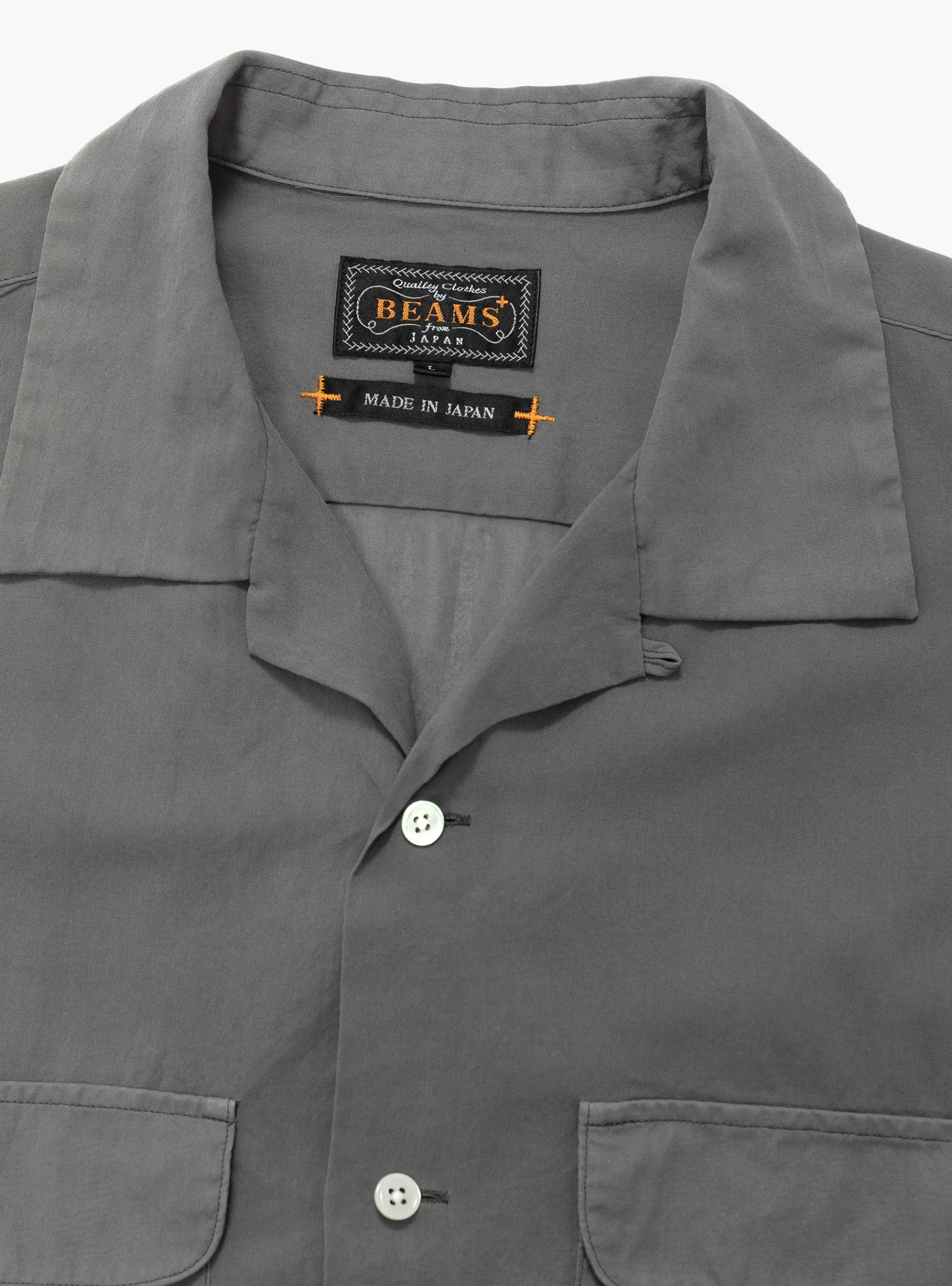 Open Collar Shirt 100/2 Organdy Garment Dye Charcoal<Beams Plus Sale