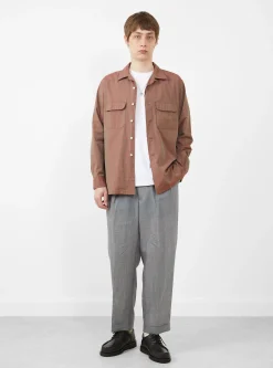 Open Collar Shirt Slab Chambray Red<Beams Plus Fashion